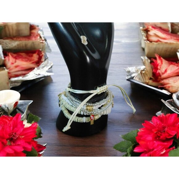 Boho Evil Eye Hamsa Beaded Bracelet Set - Adjustable - New - Witchcore Ethereal - Picture 11 of 13